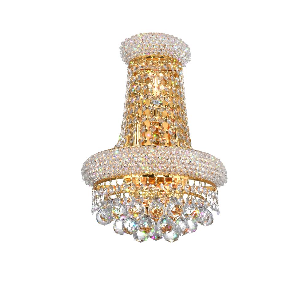 Empire 3 Light 12in Gold Wall Sconce with Crystals