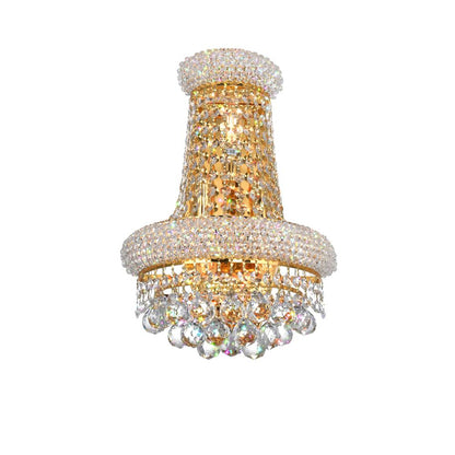 Empire 3 Light 12in Gold Wall Sconce with Crystals