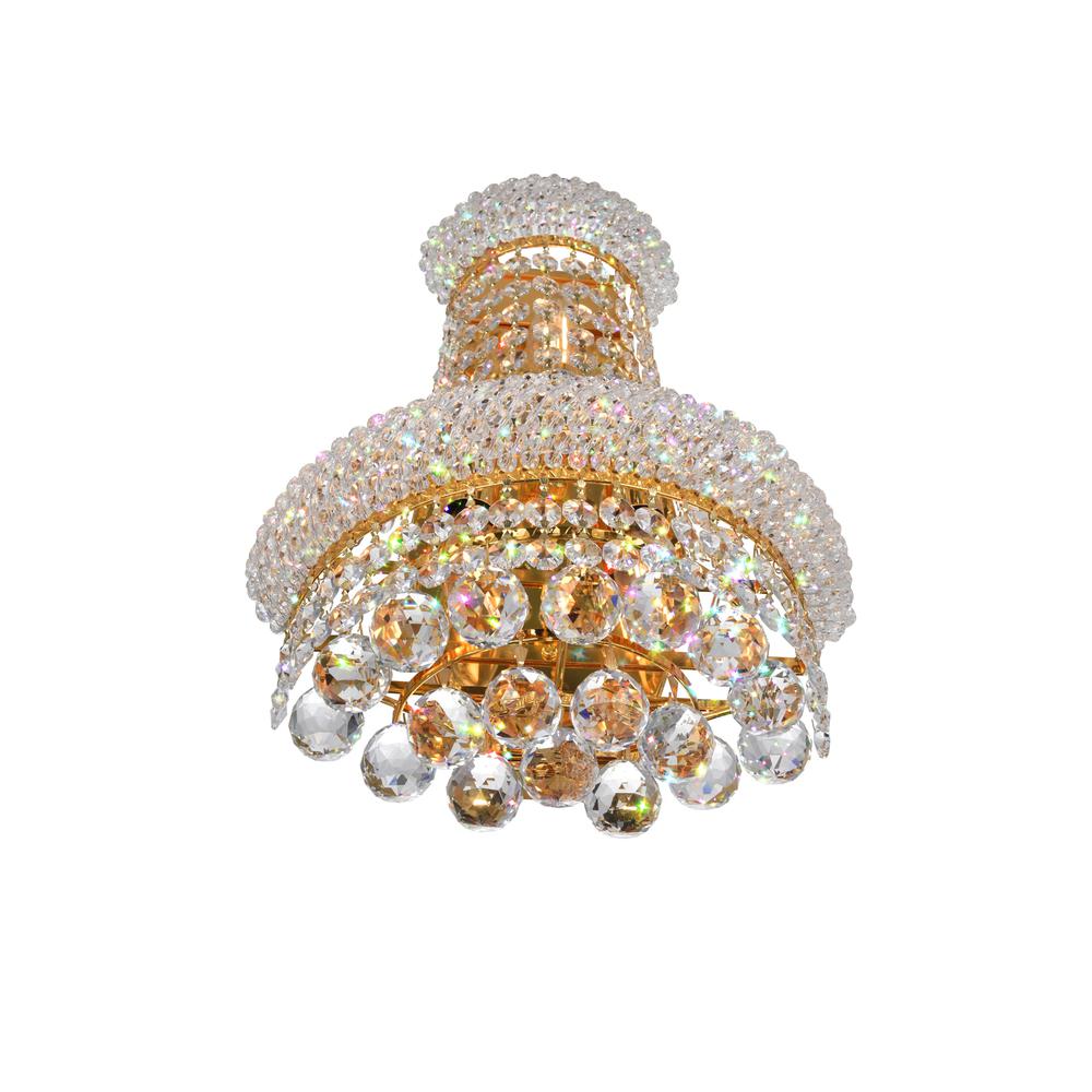 Empire 3 Light 12in Gold Wall Sconce with Crystals