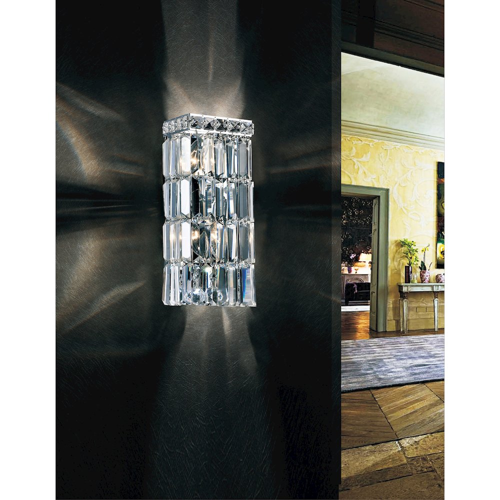 Colosseum 2 Light 5in Chrome Bathroom Sconce with Crystals