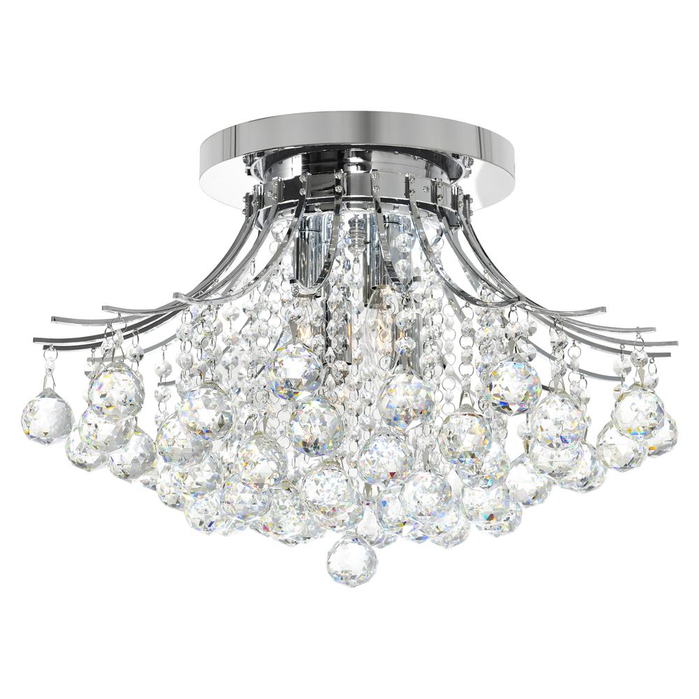 Princess 6 Light 20in Chrome Flush Mount with Crystals