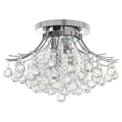 Princess 6 Light 20in Chrome Flush Mount with Crystals