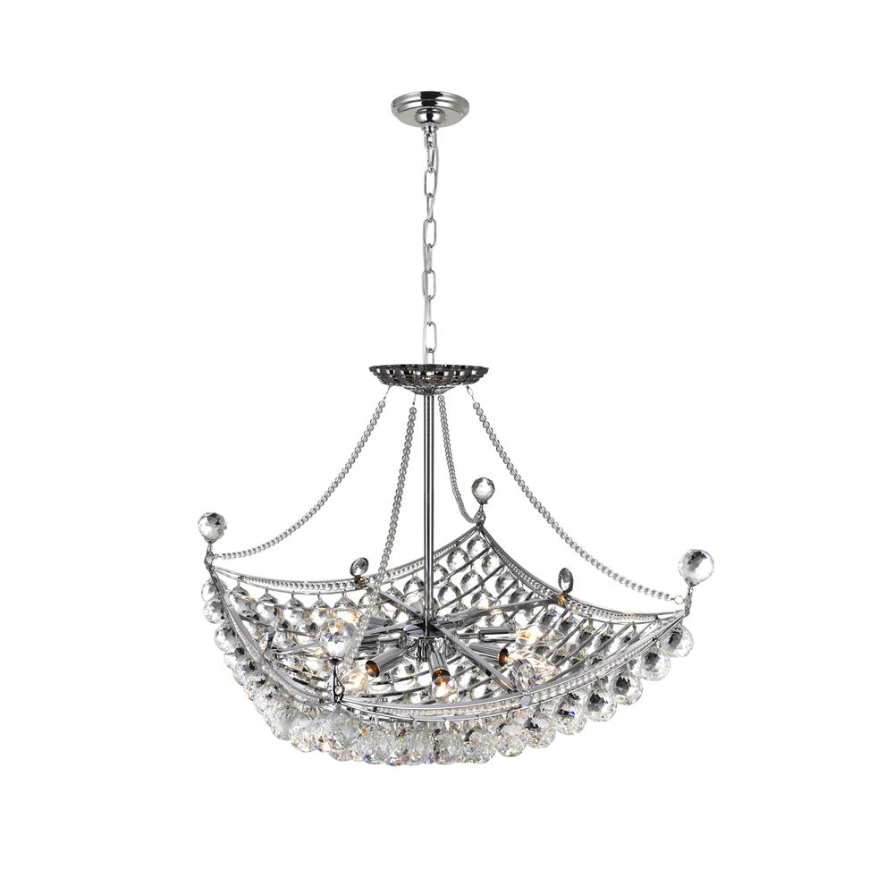 Jasmine 8 Light Down Chandelier With Chrome Finish