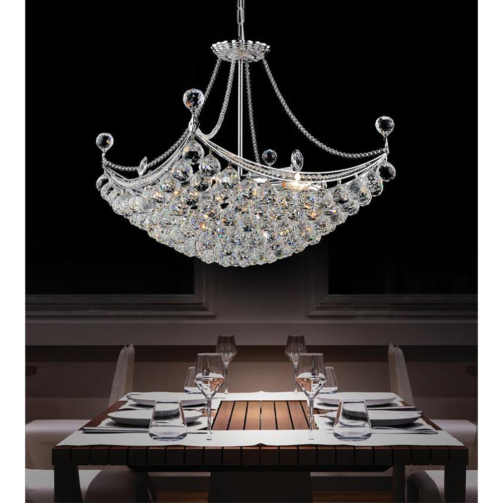 Jasmine 8 Light Down Chandelier With Chrome Finish