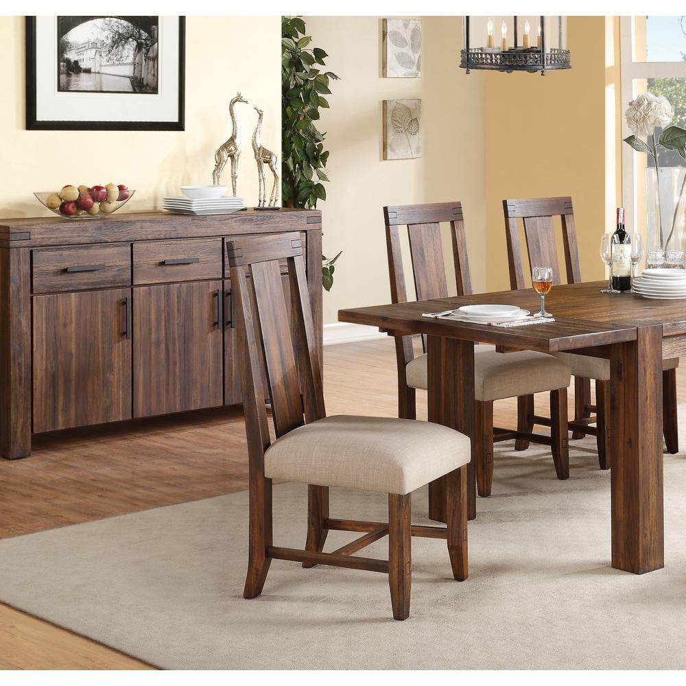 Meadow Solid Wood Upholstered Dining Chair in Brick Brown, set of 2