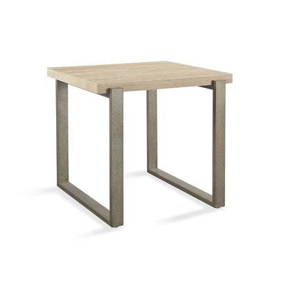 Ariela Natural Travertine End Table with Bronze Metal Base