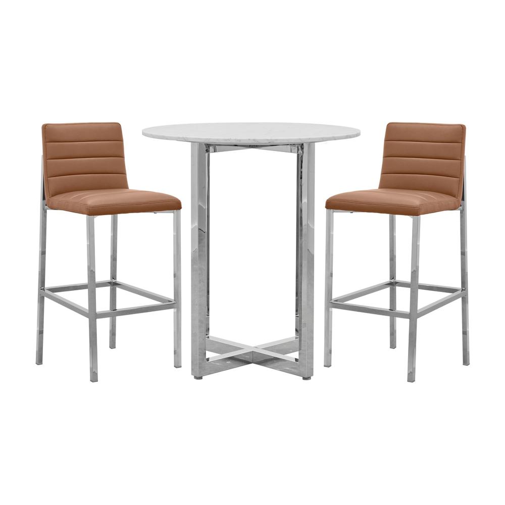 Amalfi Metal Back Bar Stool in Cognac, set of 2