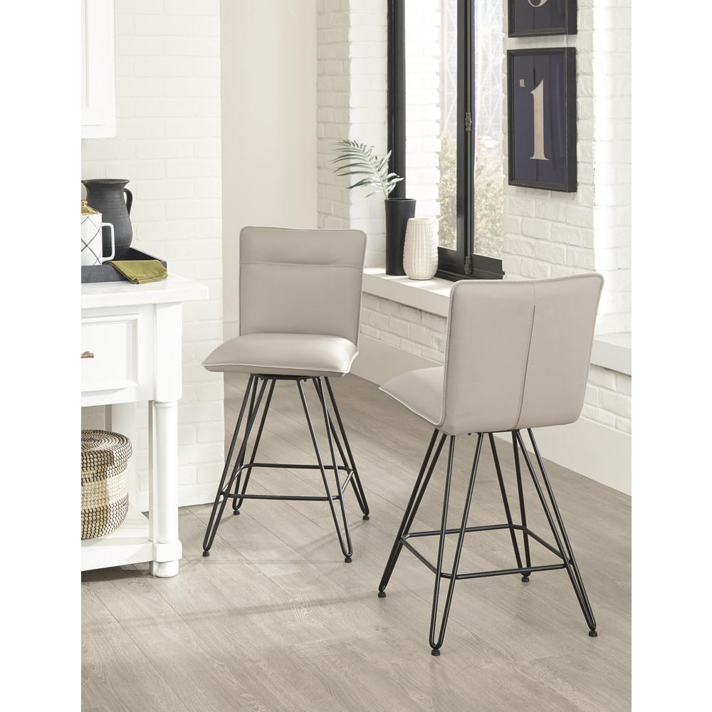 Demi Hairpin Leg Swivel Counter Stool in Taupe, set of 2