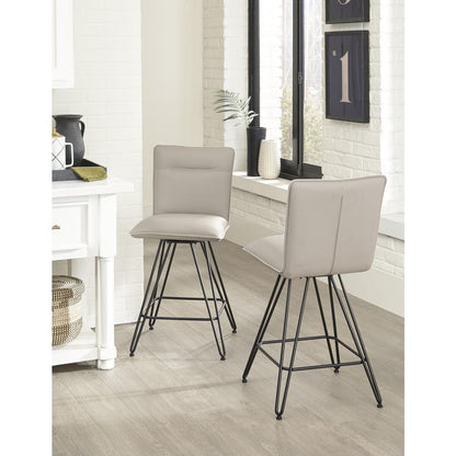 Demi Hairpin Leg Swivel Counter Stool in Taupe, set of 2