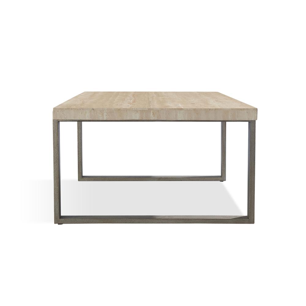 Ariela Natural Travertine Coffee Table with Bronze Metal Base