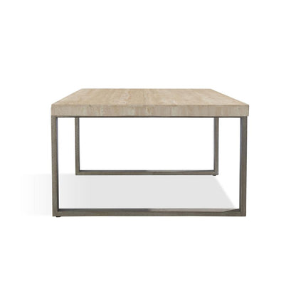 Ariela Natural Travertine Coffee Table with Bronze Metal Base