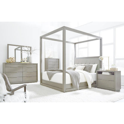 Oxford Upholstered Canopy Bed in Mineral