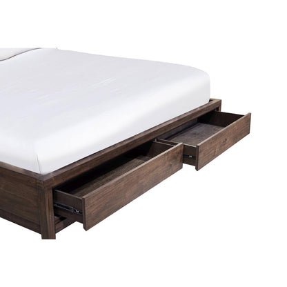 Boracay Upholstered Wingback Storage Bed in Wild Oats Brown