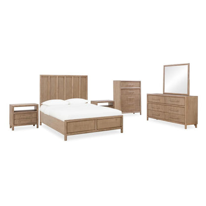 Dorsey Wooden Panel Bed in Granola