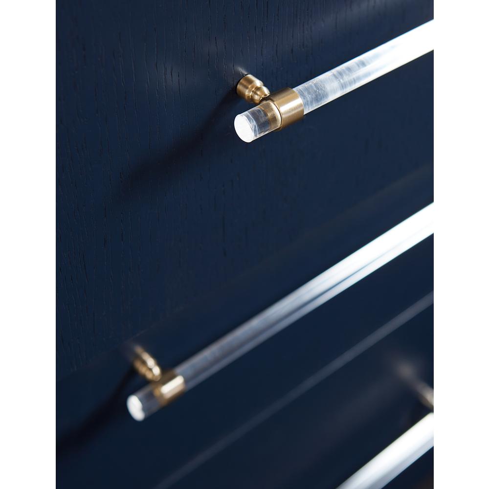 Argento Five Drawer Chest in Navy Blue and Burnished Brass (2024)