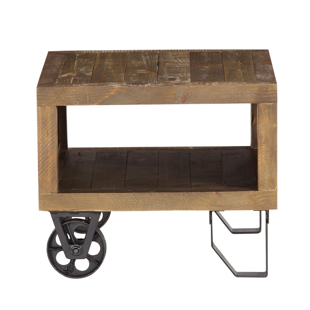 Coalburn Reclaimed Wood Square Side Table in Russett Brown