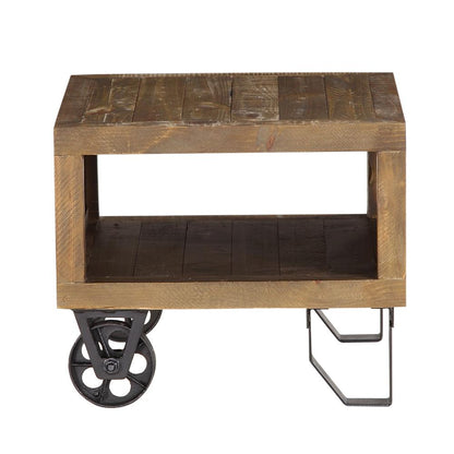 Coalburn Reclaimed Wood Square Side Table in Russett Brown