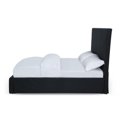 Cheviot UpholsteredSkirted Storage Panel Bed in Iron