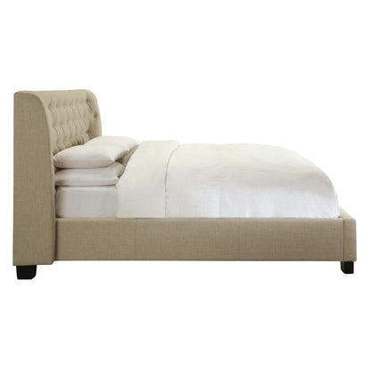 Levi Tufted Footboard Storage Bed in Toast Linen