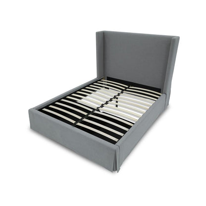 Cresta Skirted Footboard Storage Panel Bed in Fog