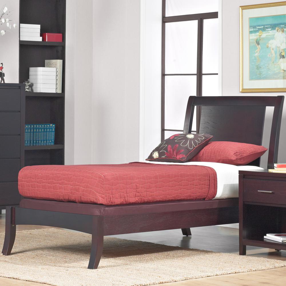 Nevis Wood Sleigh Bed in Espresso