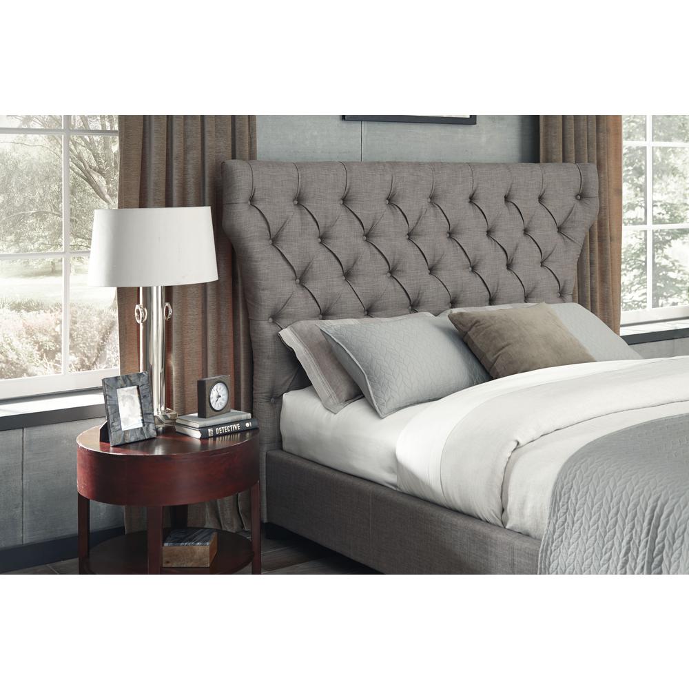 Melina Upholstered Footboard Storage Bed in Dolphin Linen
