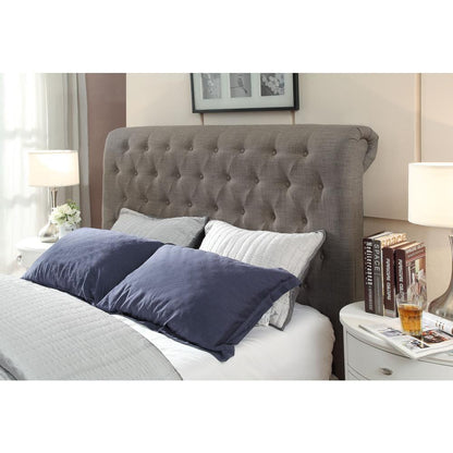 Royal Tufted Platform Bed in Dolphin Linen