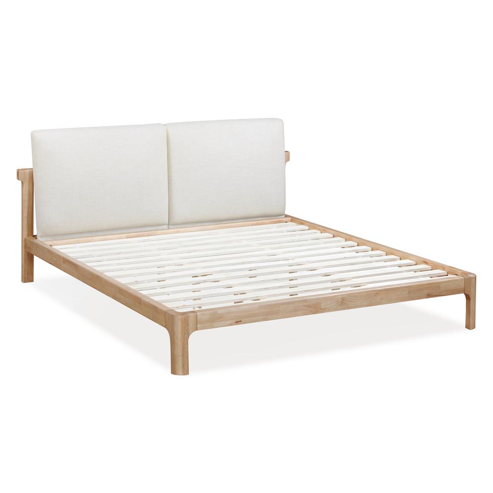 Furano Upholstered Two Cushion Platform Bed in Ginger and Natural Linen