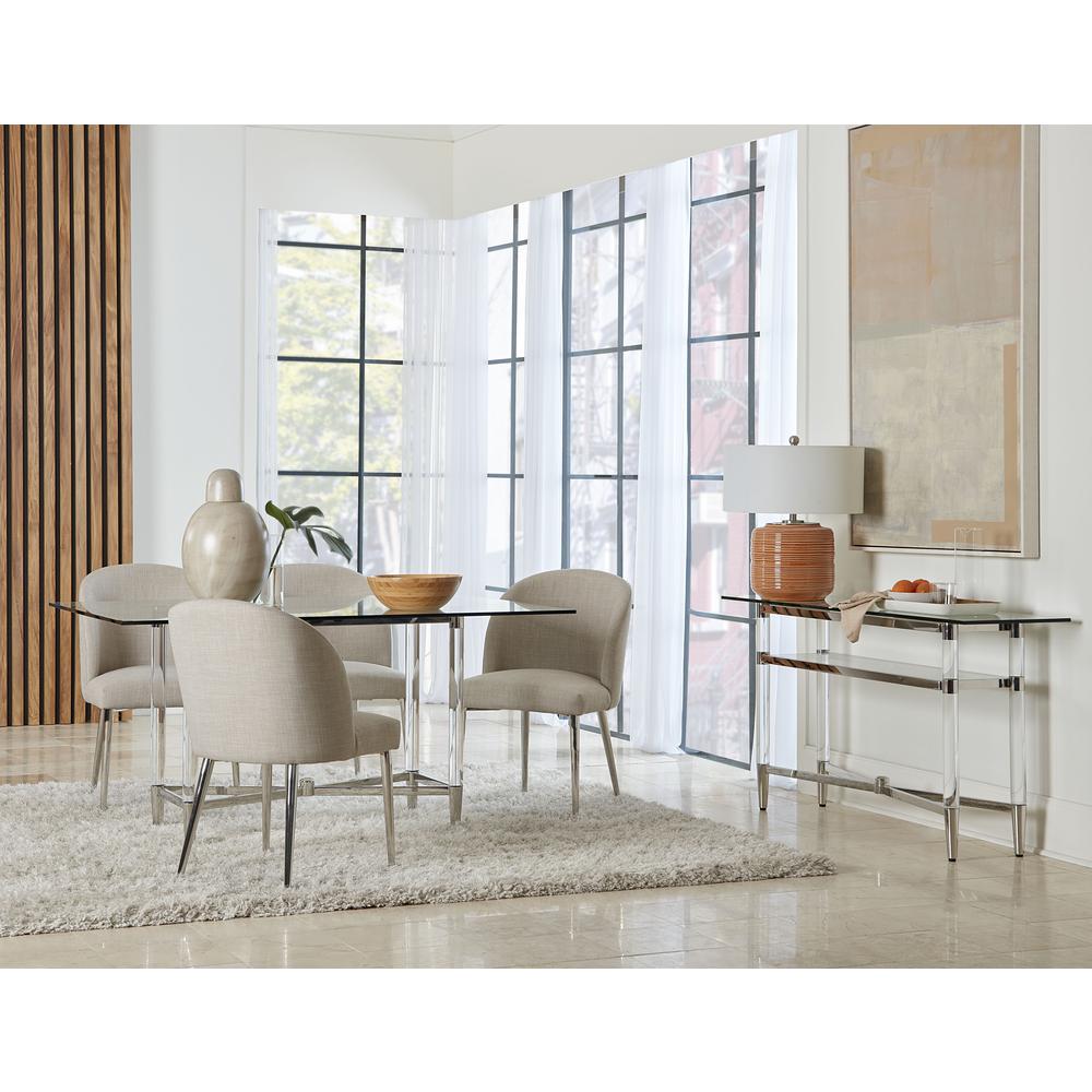 Marilyn Glass Top Dining Server in Polished Stainless Steel and Clear Acrylic