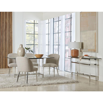 Marilyn Glass Top Dining Server in Polished Stainless Steel and Clear Acrylic
