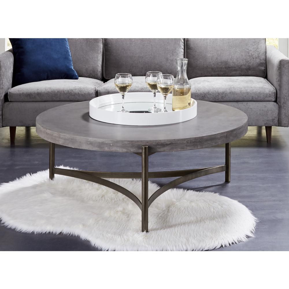 Lyon Round Natural Concrete and Metal Coffee Table