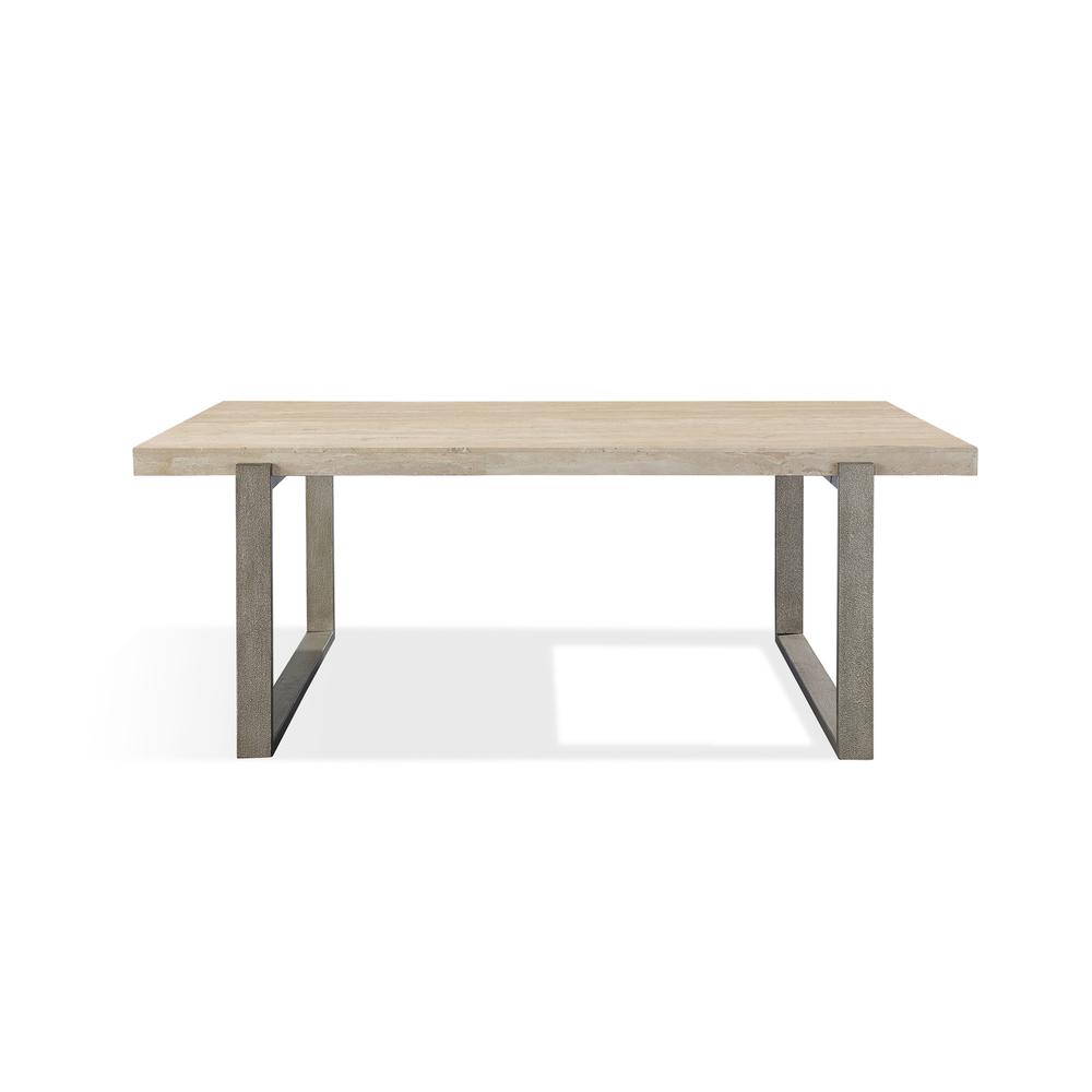 Ariela Natural Travertine Coffee Table with Bronze Metal Base