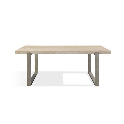Ariela Natural Travertine Coffee Table with Bronze Metal Base