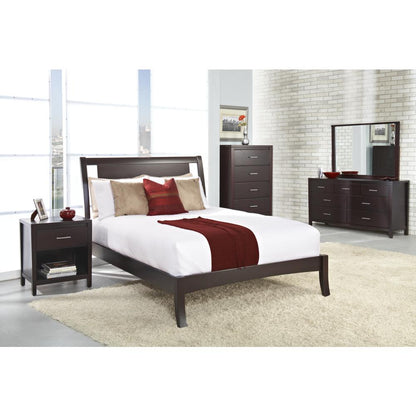 Nevis Wood Sleigh Bed in Espresso, Twin