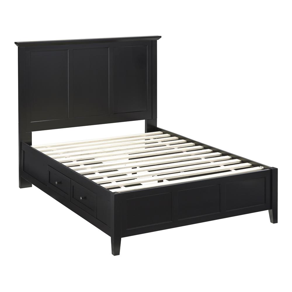 Paragon Four Drawer Wood Storage Bed in Black