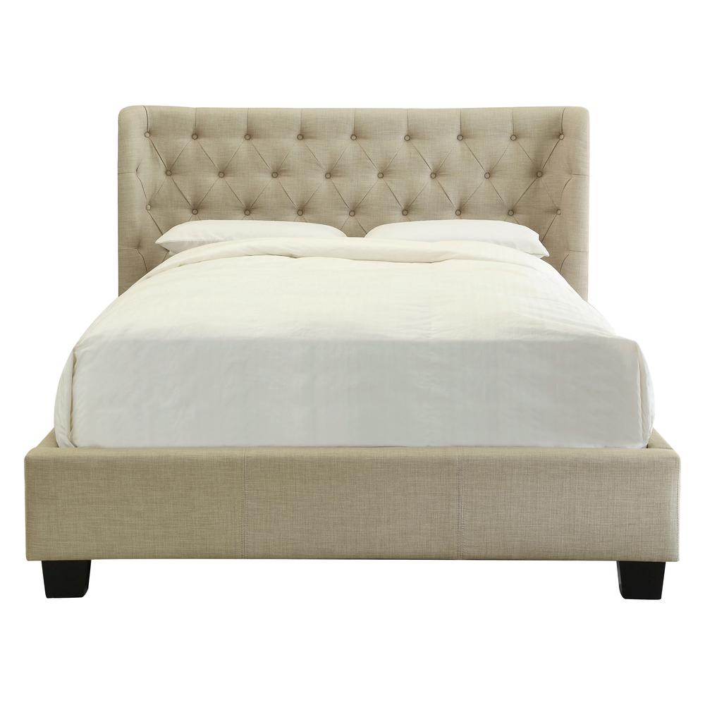 Levi Tufted Footboard Storage Bed in Toast Linen