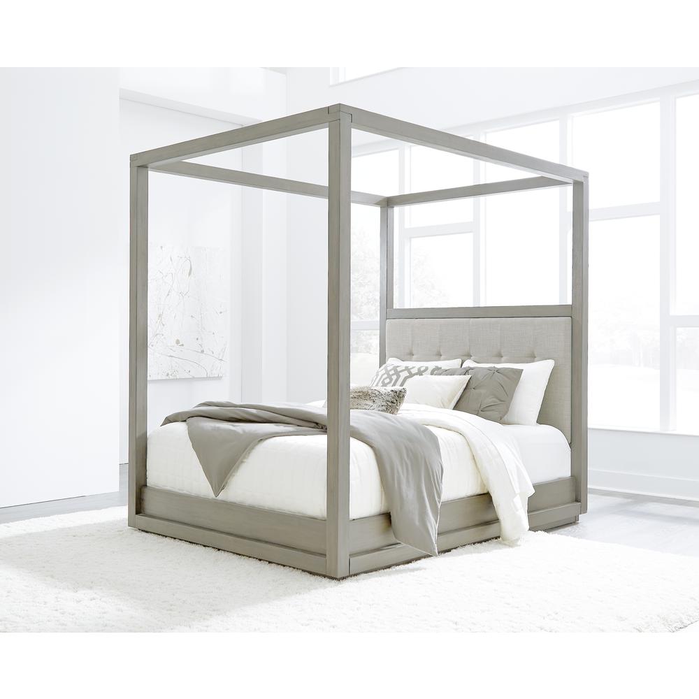 Oxford Upholstered Canopy Bed in Mineral