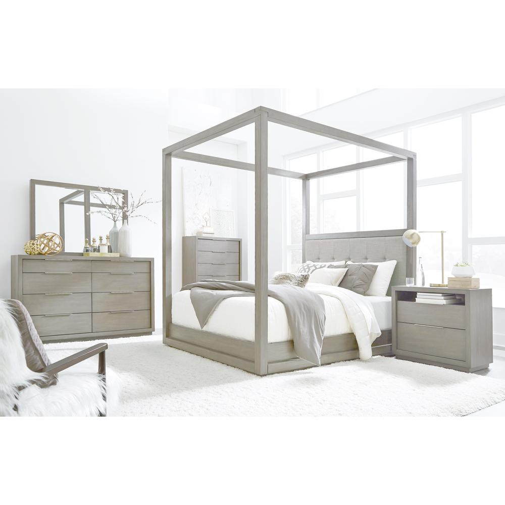 Oxford Upholstered Canopy Bed in Mineral