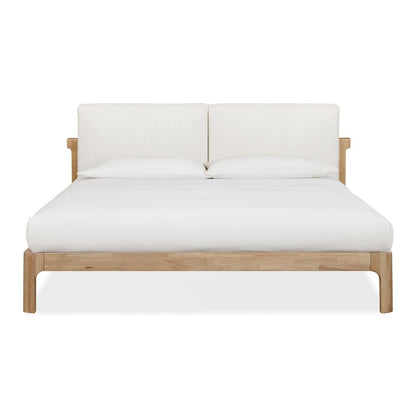 Furano Upholstered Two Cushion Platform Bed in Ginger and Natural Linen