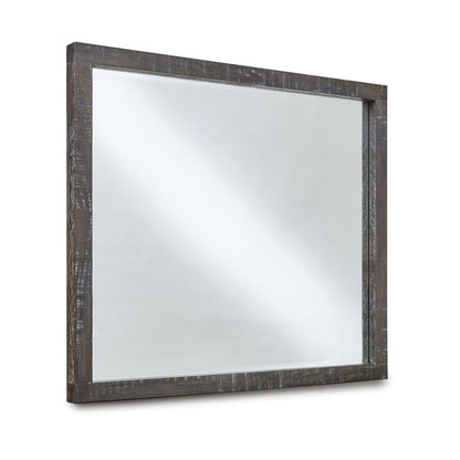 Townsend Solid Wood Beveled Glass Mirror in Gunmetal