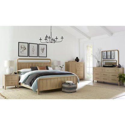 Camden Six Drawer One Door Oak Wood Chest in Chai
