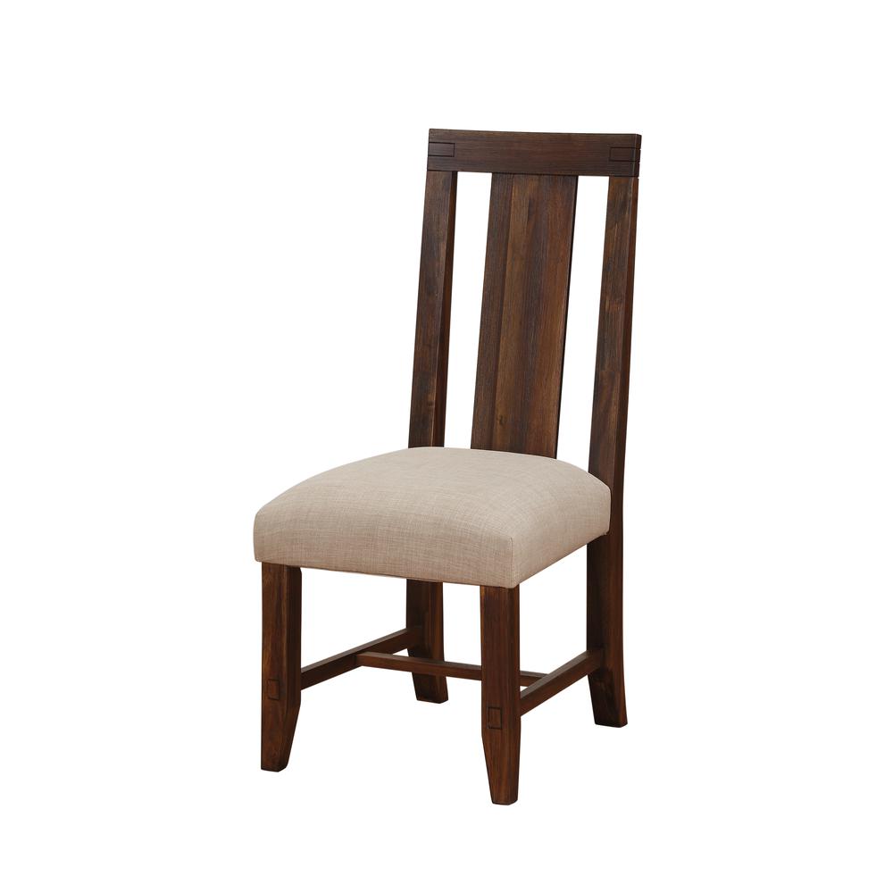 Meadow Solid Wood Upholstered Dining Chair in Brick Brown, set of 2