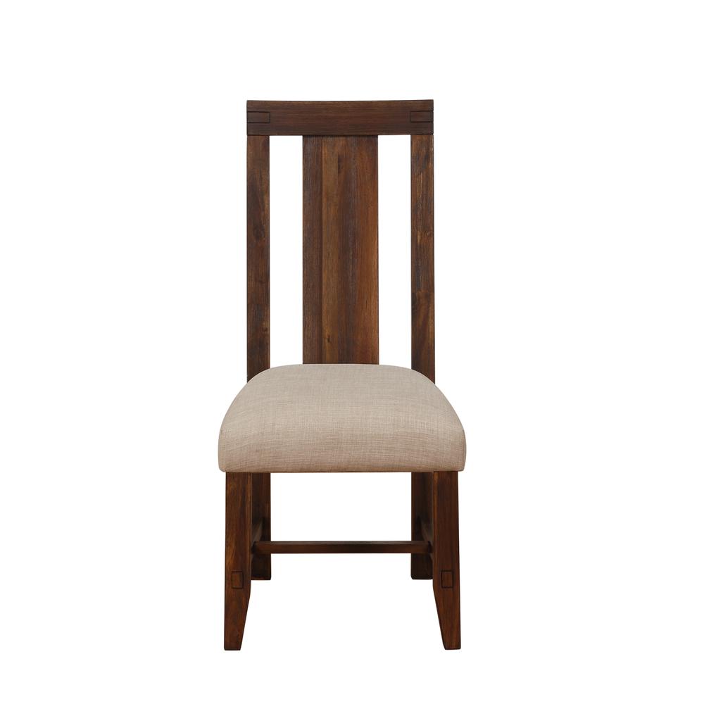 Meadow Solid Wood Upholstered Dining Chair in Brick Brown, set of 2