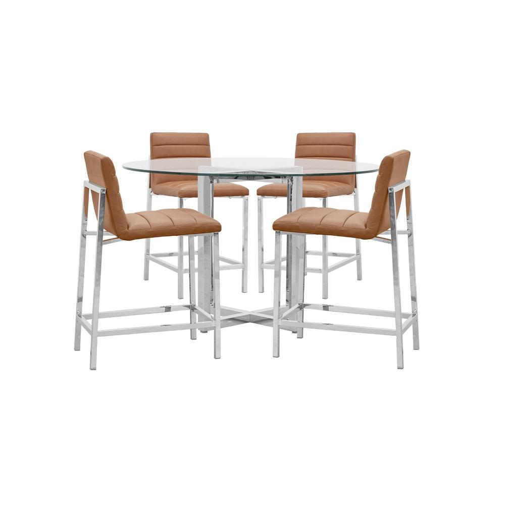 Amalfi Metal Back Counter Stool in Cognac, set of 2