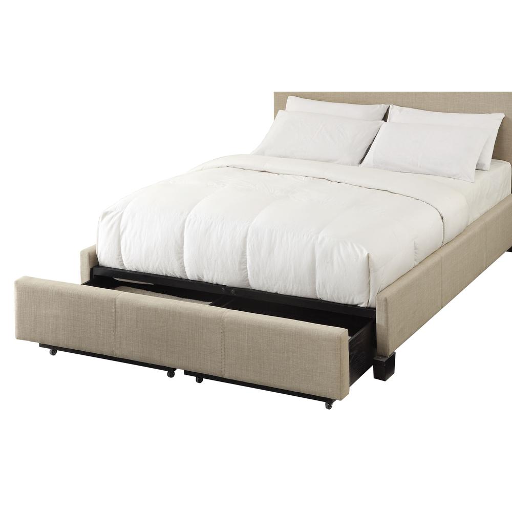 Levi Tufted Footboard Storage Bed in Toast Linen