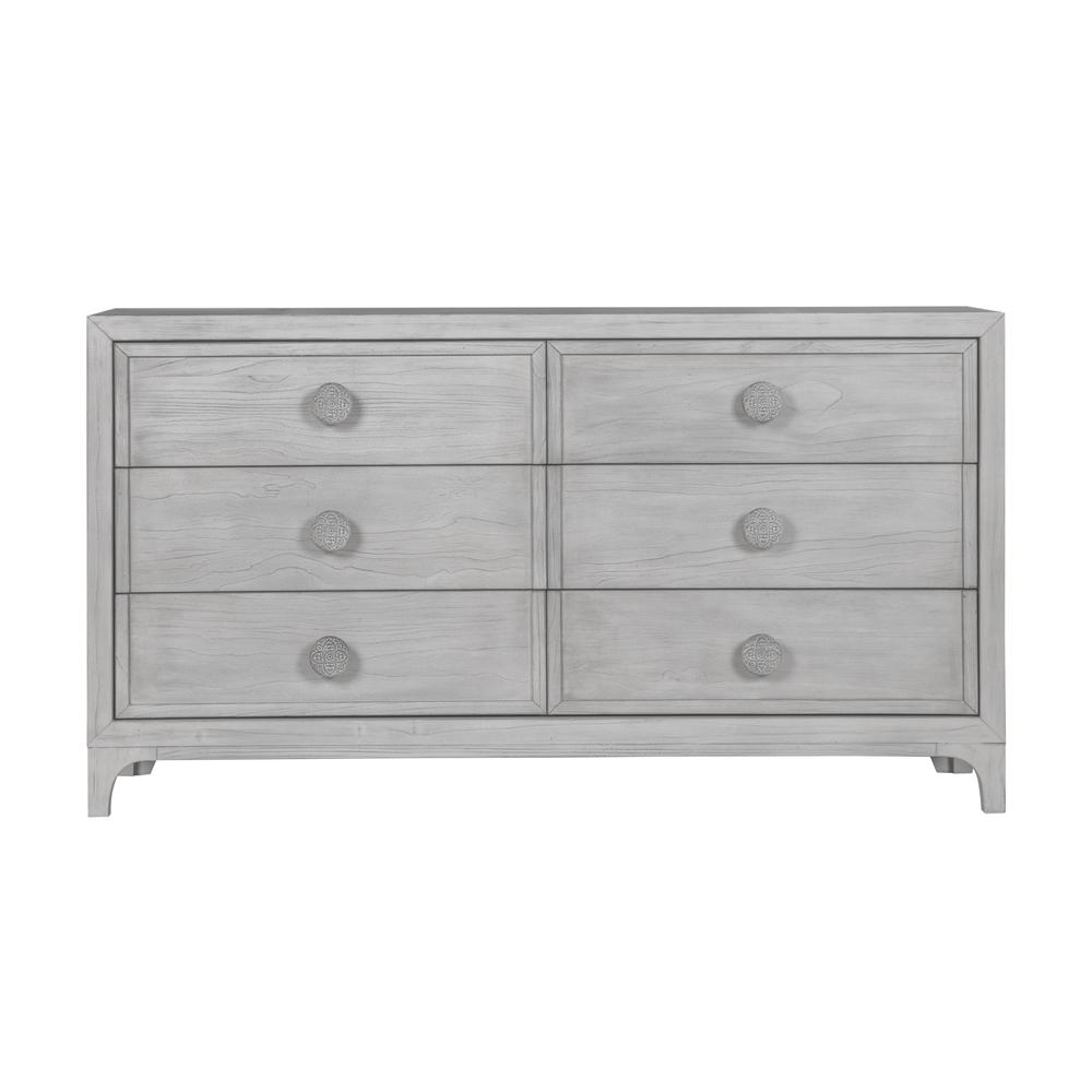 Boho Chic Six-Drawer Dresser in Washed White (2024)