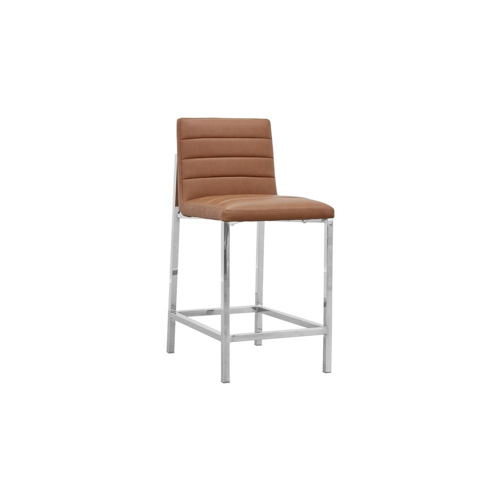 Amalfi Metal Back Counter Stool in Cognac, set of 2