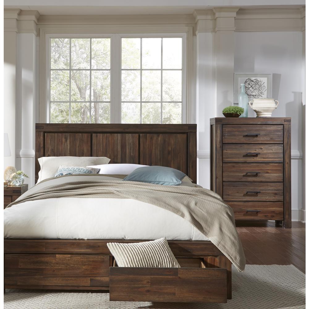 Meadow Five Drawer Solid Wood Chest in Brick Brown (2024)