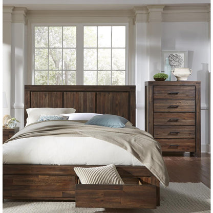Meadow Five Drawer Solid Wood Chest in Brick Brown (2024)