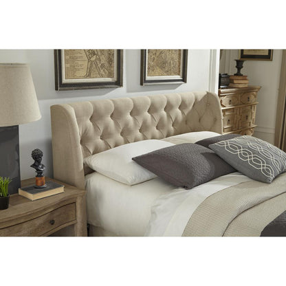 Levi Tufted Footboard Storage Bed in Toast Linen